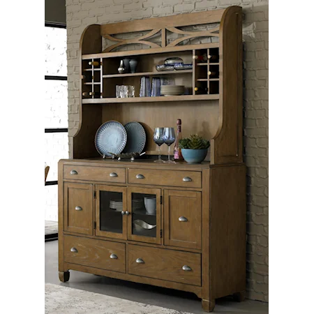 Dining Hutch & 6-Drawer Buffet with Unique Curved X Accents